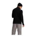 Obermeyer Gambel Half Zip Sweater 2025 - A black half-zip sweater with a white zipper and two zippered pockets on the front.