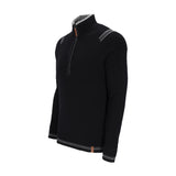 Obermeyer Gambel Half Zip Sweater 2025 - A black sweater with a zipper and two white stripes on each shoulder.