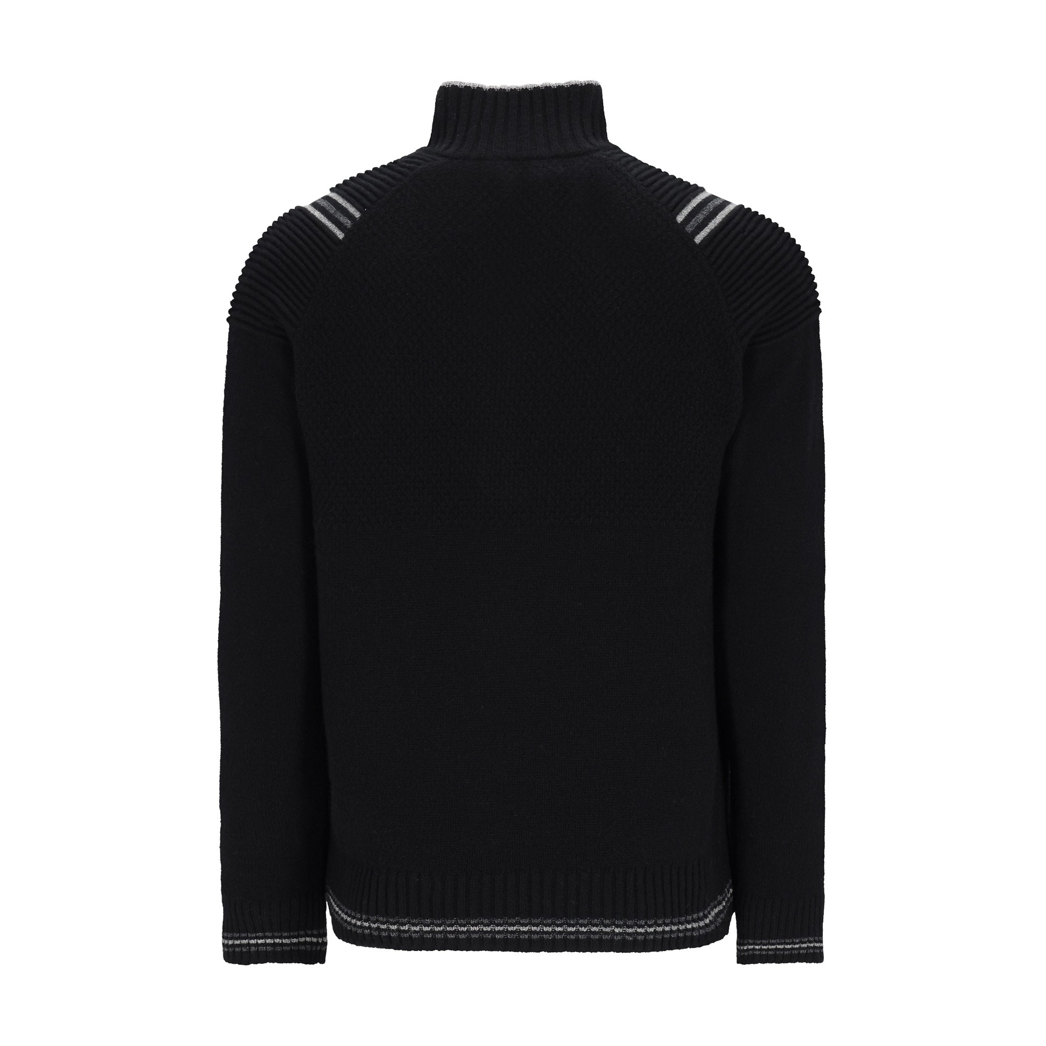 Obermeyer Gambel Half Zip Sweater 2025 - A black half-zip sweater with a zippered chest pocket and ribbed cuffs, collar, and hem.