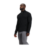 Obermeyer Flex 1/4 Zip T Neck 2025 - A black quarter-zip pullover with a high collar and zippered front, featuring a small white logo on the left chest area.