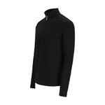 Obermeyer Flex 1/4 Zip T Neck 2025 - A black quarter-zip pullover with a high collar and zippered front, featuring a small white logo on the left chest area.