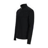 Obermeyer Flex 1/4 Zip T Neck 2025 - A black quarter-zip pullover with a high collar and zippered front, featuring a small white logo on the left chest area.