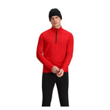 Obermeyer Flex 1/4 Zip T Neck 2025 - A red zippered quarter-zip sweater with a high collar and long sleeves.
