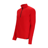 Obermeyer Flex 1/4 Zip T Neck 2025 - A red zip-up sweater with a quarter-length zipper and a turtleneck collar.