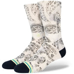 PAIZLEY CREW C SOCK 2023 - White socks with a paisley pattern in black and gray.