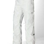 White women’s cargo pants with side cargo pockets and snap-closure ankle cuffs