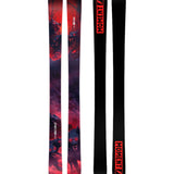 Moment Deathwish 104 Skis 2025 - A pair of skis with a black base and red accents, featuring a wolf graphic on the top sheet.
