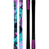 Moment FrankenSki Skis 2025 - A pair of skis with a purple and blue abstract design featuring various shapes, including what appears to be a skull.