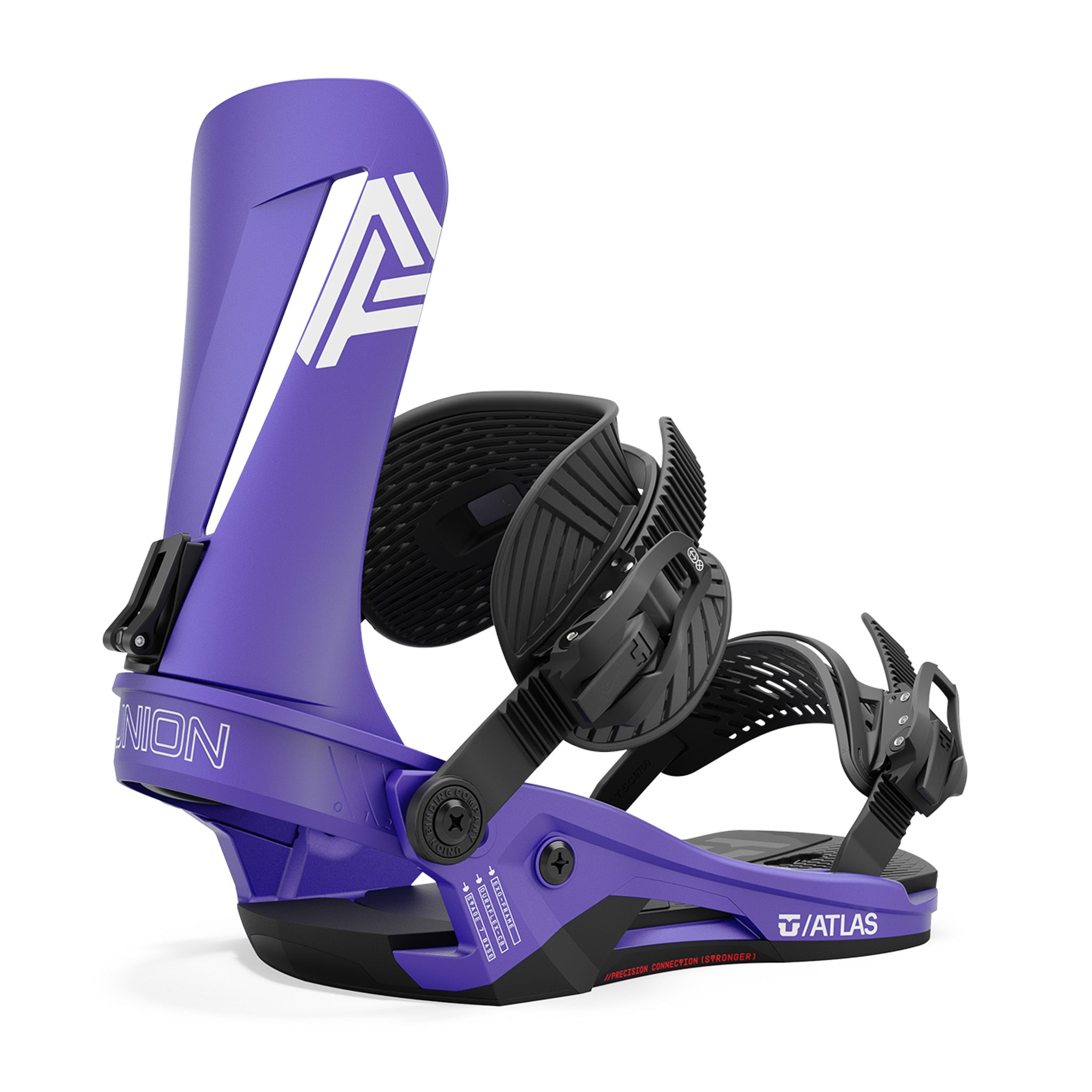 Union Atlas Binding - 2025 binding with purple baseplate and black straps.