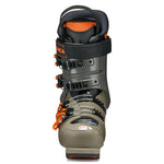 Tecnica Junior Mach 1 Ski Boot 2026 - A black and orange ski boot with a high-top design, featuring a Tecnica logo on the side and a strap system for secure fit.