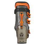 Tecnica Junior Mach 1 Ski Boot 2026 - A gray and orange ski boot with a black strap and buckle, featuring a Tecnica logo on the side.