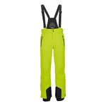 Killtec Enosh Detachable Suspender Pant 2025 - A pair of lime green snow pants with black accents and a detachable suspender system.
