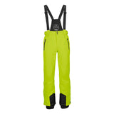 Killtec Enosh Detachable Suspender Pant 2025 - A pair of lime green snow pants with black accents and a detachable suspender system.