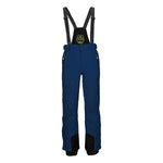 Killtec Enosh Detachable Suspender Pant 2025 - A pair of navy blue snow pants with a black detachable suspender strap and zippered pockets.