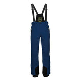 Killtec Enosh Detachable Suspender Pant 2025 - A pair of navy blue snow pants with a black detachable suspender strap and zippered pockets.
