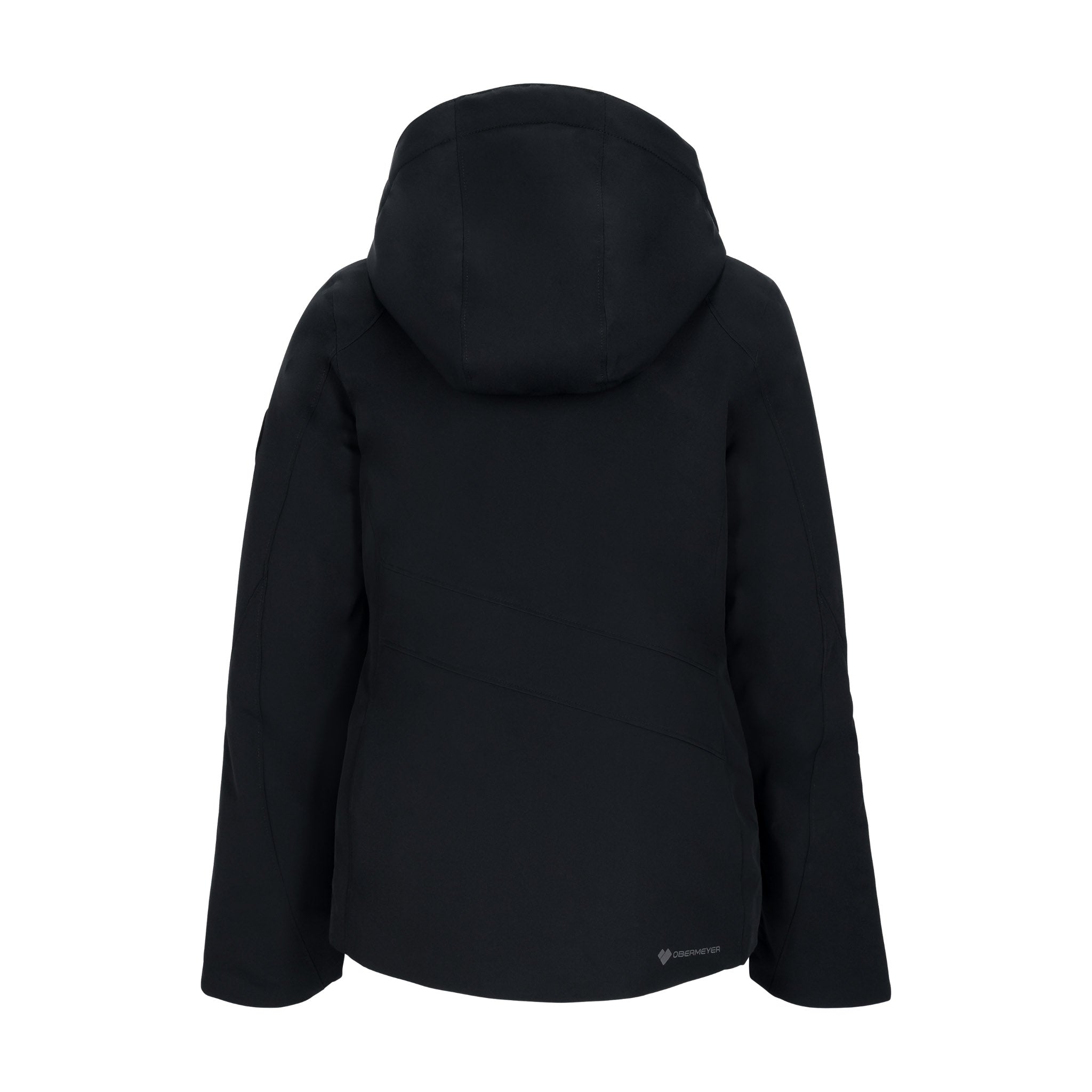 Obermeyer Teen Girls' Rylee Insulated Jacket 2025 - A black insulated jacket with a hood, featuring a zippered front and two side pockets.
