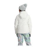 Obermeyer Teen Girls' Rylee Insulated Jacket 2025 - A white jacket with a hood, featuring black accents on the sleeves and chest.