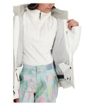 Obermeyer Teen Girls' Rylee Insulated Jacket 2025 - A white jacket with a fur-lined hood and silver zipper.