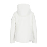 Obermeyer Teen Girls' Rylee Insulated Jacket 2025 - A white jacket with a hood, featuring black accents on the sleeves and chest.