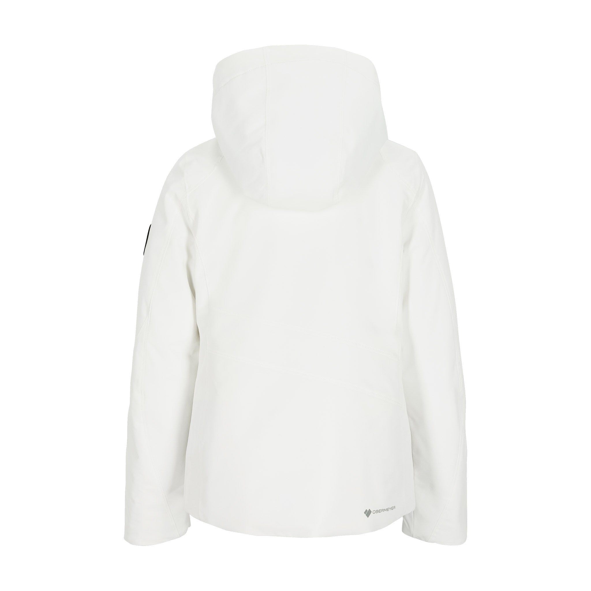 Obermeyer Teen Girls' Rylee Insulated Jacket 2025 - A white jacket with a hood, featuring black accents on the sleeves and chest.