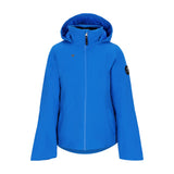 Obermeyer Teen Girls' Rylee Insulated Jacket 2025 - A royal blue jacket with a hood, featuring a black zipper and two zippered pockets on the front.
