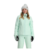Obermeyer Teen Girls' Rylee Insulated Jacket 2025 - A mint green jacket with a hood, zipper closure, and two zippered pockets on the front.