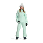 Obermeyer Teen Girls' Rylee Insulated Jacket 2025 - A mint green jacket with a hood, zippered pockets and a black zipper.