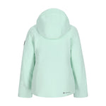 Obermeyer Teen Girls' Rylee Insulated Jacket 2025 - A mint green jacket with a hood, featuring black accents on the sleeves and chest.