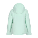 Obermeyer Teen Girls' Rylee Insulated Jacket 2025 - A mint green jacket with a hood, featuring black accents on the sleeves and chest.