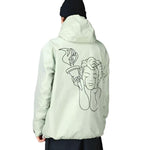 Beyond Medals Anorak 2L Shell Jacket 2024 - A light green jacket with a hood, featuring a graphic of an athlete holding a torch on the back.