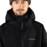 Beyond Medals Tech Shell Jacket 3L 2025 - A black jacket with a hood and zipper, featuring a small logo on the left chest area.