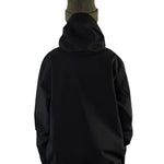 Beyond Medals Tech Shell Jacket 3L 2025 - A black jacket with a hood, featuring a zipper and two zippered pockets on the front.