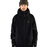 Beyond Medals Tech Shell Jacket 3L 2025 - A black jacket with a hood, featuring a zippered front and two side pockets.
