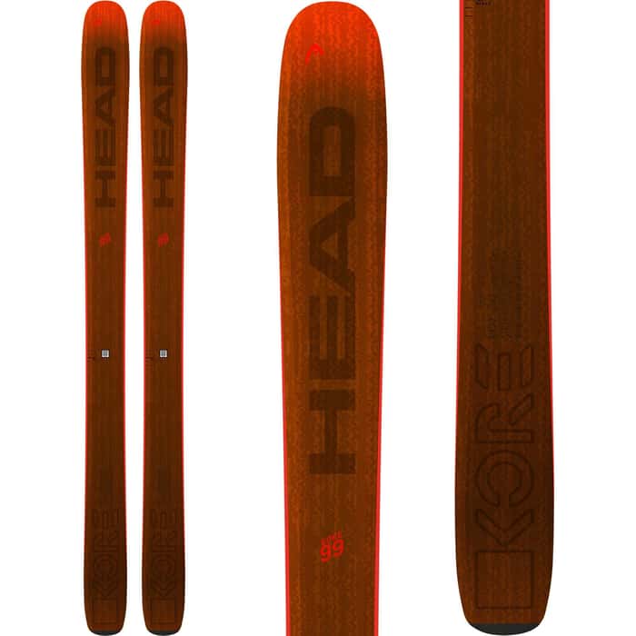 Head Kore 99 Skis 2025 - A pair of skis with a brown base and black lettering that reads "HEAD" on top.