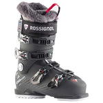 Rossignol Women's Pure Elite 70 Ski Boot 2024 - Black ski boot with white accents and silver buckles.