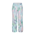 Obermeyer Girl's Brooke Print Pant 2025 - Pastel-colored abstract floral pattern on a light blue background with darker blue and pink accents.