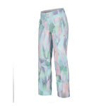 Obermeyer Girl's Brooke Print Pant 2025 - Pastel-colored geometric print snow pants with a zippered pocket on the side and adjustable cuffs at the bottom.