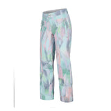 Obermeyer Girl's Brooke Print Pant 2025 - Pastel-colored geometric print snow pants with a zippered pocket on the side and adjustable cuffs at the bottom.