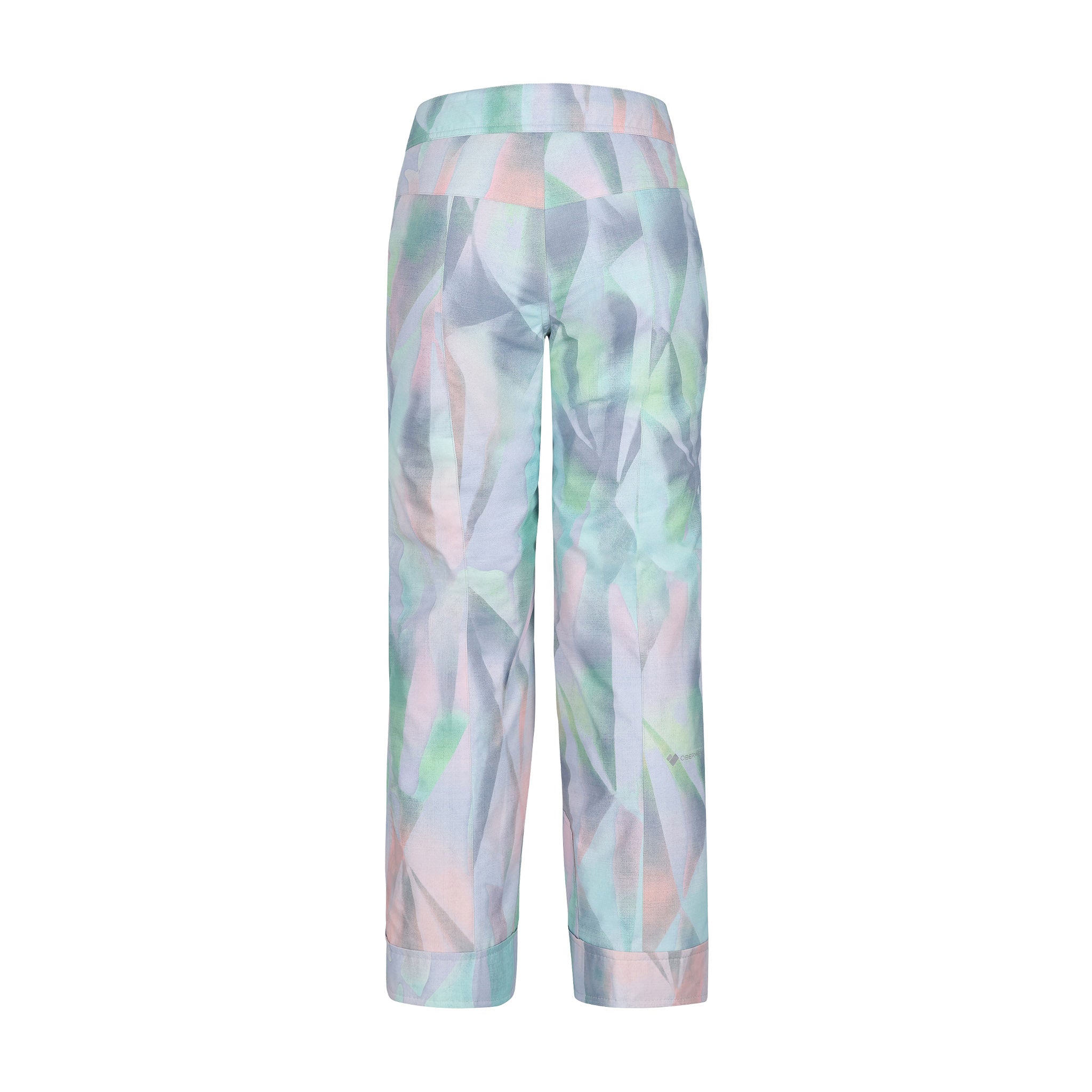 Obermeyer Girl's Brooke Print Pant 2025 - Pastel-colored geometric print pants with a floral pattern and cuffed hems.