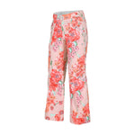 Obermeyer Girl's Brooke Print Pant 2025 - A pair of pink snow pants with a floral pattern featuring red, orange, and green flowers.