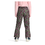 Obermeyer Girl's Brooke Print Pant 2025 - A pair of green snow pants with a purple and white abstract pattern.