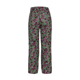 Obermeyer Girl's Brooke Print Pant 2025 - A pair of green ski pants with a purple and black abstract pattern.