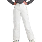 Obermeyer Girl's Brooke Insulated Pant 2025 - White snow pants with a zippered pocket on the right thigh and two zippered pockets on the back.