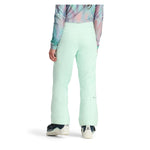 Obermeyer Girl's Brooke Insulated Pant 2025 - A pair of mint green snow pants with a subtle geometric pattern on the upper thigh area.