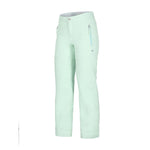 Obermeyer Girl's Brooke Insulated Pant 2025 - A pair of mint green snow pants with a zippered pocket on the right thigh and a small silver zipper pull.