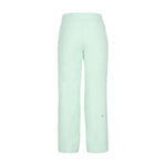Obermeyer Girl's Brooke Insulated Pant 2025 - A pair of light blue snow pants with a subtle pattern and cuffed ankles.