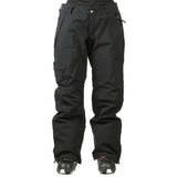 The 686 Dulca Women's Insulated Pants 2023 are black with an adjustable waistband and belt loops on the front view.