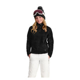 Obermeyer Girl's Furry Fleece Top - A black fleece top with a furry texture and a high collar.