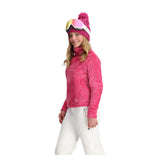 Obermeyer Girl's Furry Fleece Top - A bright pink fleece top with a high collar and zippered pocket on the chest.