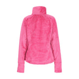 Obermeyer Girl's Furry Fleece Top 2025 - A bright pink fleece top with a high collar and long sleeves, featuring a soft fuzzy texture.